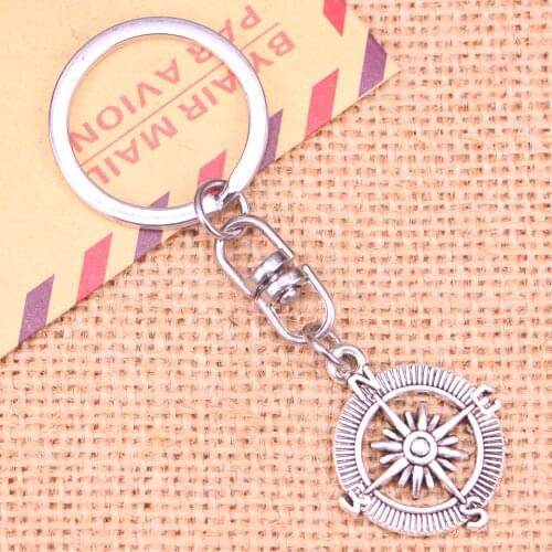 New Fashion Keychain 24mm compass Pendants DIY Men Jewelry Car Key Chain Ring Holder Souvenir For Gift