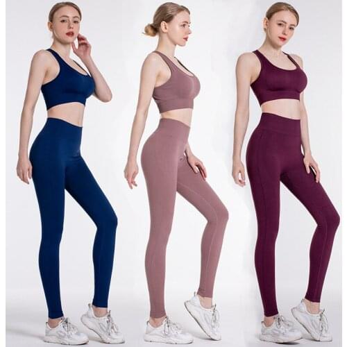 Yoga Clothing Female Suit European And American Seamless Knitting Pants Legging Sexy Vest Running Fitness cloth Women Sport Set
