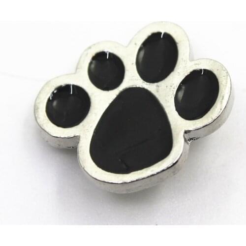 Wholesale 10pcs black dog paw Snap Buttons 18mm Ginger enamel Snap Bracelet Bangles DIY Snap pendants Jewelry Charms