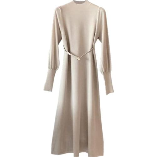 Autumn Sweater Women Winter Clothes Fashion Warm Long Sleeve O-Neck Pullover Women Sweater Pull Solid Off Shoulder Loose Dress