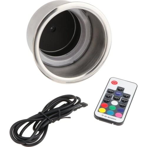Stainless Steel Cup Drink Holder with LED Light Drain Marine Boat RV Truck