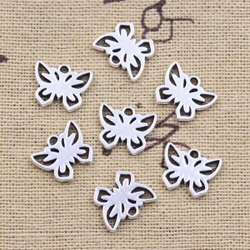 50pcs Charms Lovely Butterfly 10x12mm Antique Silver Color Pendants DIY Crafts Making Findings Handmade Tibetan Jewelry