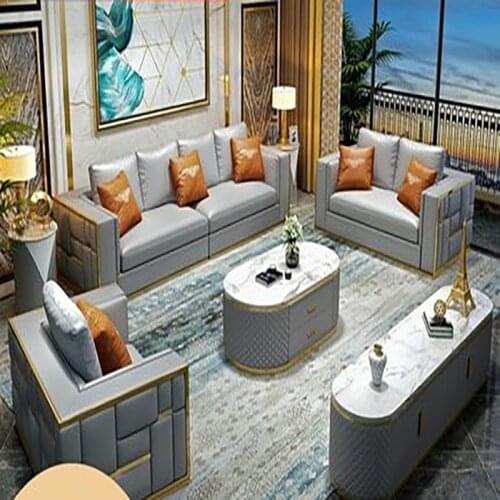 Postmodern light luxury leather sofa villa living room leather first layer leather sofa large apartment Hong Kong style leather