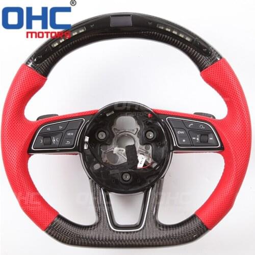 Performance 100% Real Carbon Fiber LED Steering Wheel compatible for A1 A2 A3 A4 A5 Q3 Q5 Q RS RS4 RS5 RS6 RS7 S4 S5 S6 S7 S8
