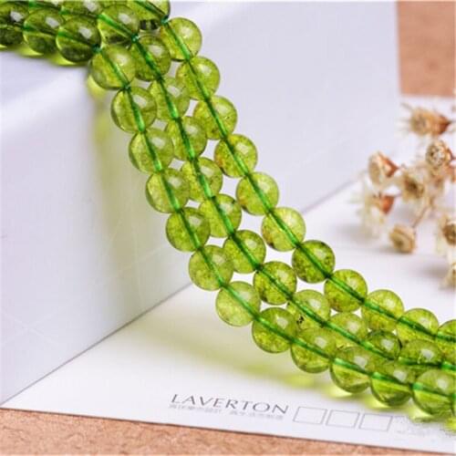 RONGQING 1Pack Natural Olive Green Frizzling Crystal Beads for Jewelry Making Bracelets Necklace Earrings 6/8/10/12mm