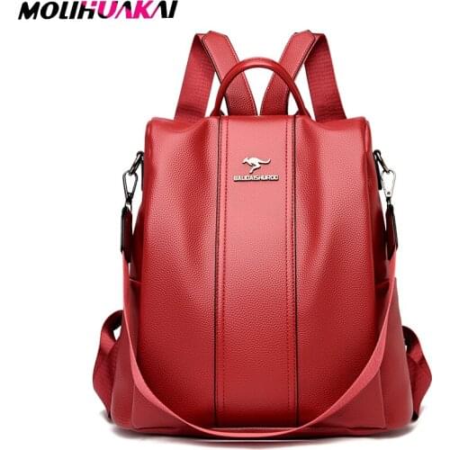 Sac A Dos Multifunction Women Backpack Casual Travel Shoulder Bag High Capacity Soft leather backpack For Girls Rucksack Mochila