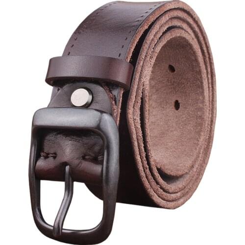 100%genuine leather wide soft belt famous brand designer mens high quality Cowskin casual black buckle vintag belt for jeans