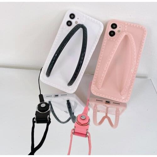 Fashion Flip Flops Slippers Wristband Phone Case for Iphone 12 Pro Max 11 Pro XS Max XR 7 6S Lens Protection Lanyard Back Cover