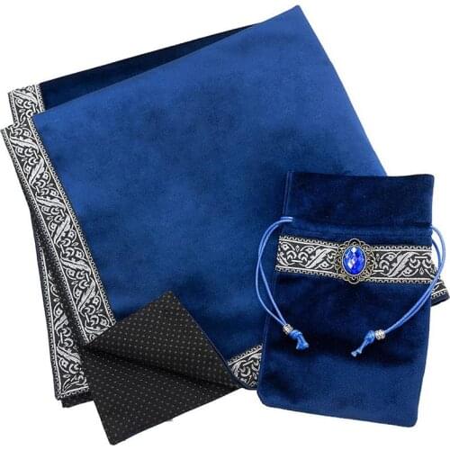 Tarot Cloth Velvet Tarot Tablecloth with Bag Witch Divination Moon Phases Lover Altar Cloth Board Vintage Game Accessories