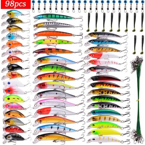 Mixed Lures Fish Crankbait Minnow Lure Popper Hard Baits Spoon Spiners Carp Soft Bait Fishing Tackle Mini Pliers Set