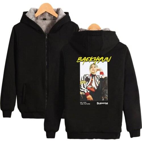 Super M 2D printed Winter Women/Men Fashion Casual Hooded Zipper Coats Hot Sale Trendy Streetwear Warm Clothes