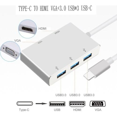 TYPE-C to HDMI VGA + 3.0 USB * 3 USB-C 5 in 1 to HDMI + VGA
