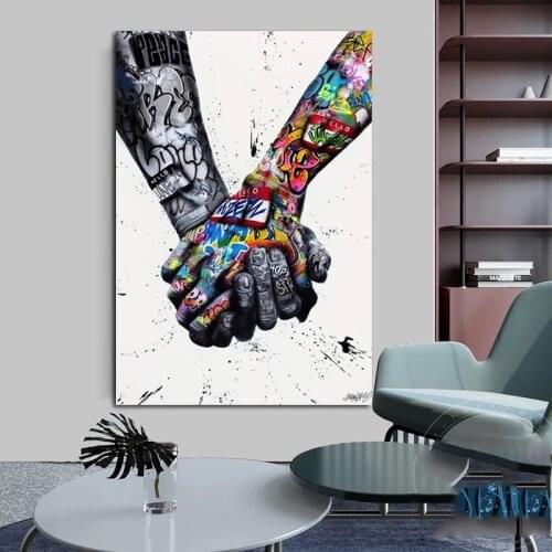 Street Graffiti Art Canvas Painting Lover Hands Art Wall Poster Print Inspiration Artwork Wall Art Picture Living Room