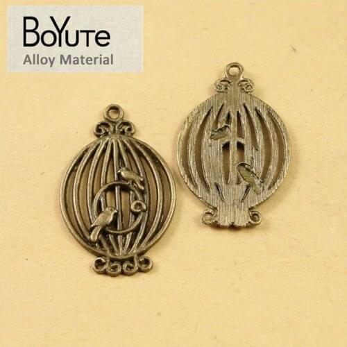 BoYuTe (40 Pieces/Lot) 34*21MM Vintage Accessories Parts Alloy Antique Bronze Birdcage Charms for Jewelry Making Findings