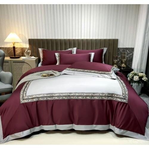 High Quality 1400TC Egyptian Cotton Embroidery Bedding Set Duvet Cover Set Quilt Cover Bed Comforter Set Fitted Sheet Pillowcase