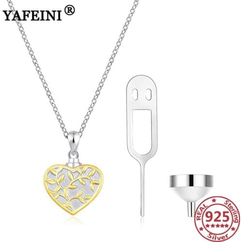 YAFEINI 925 Sterling Silver Heart Tree Urn Necklaces for Ashes Pet Ash Casket Cremation Pendant Jewelry Memorial Urn Necklaces