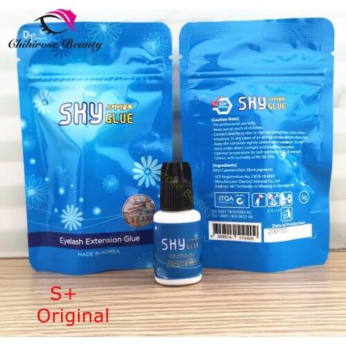 10 pcs Sky Glue S+ for eyelash eyebrow extensions fast drying 1-2s long last time 6-7 weeks Eyelash Adhesive 5ml Black Cap