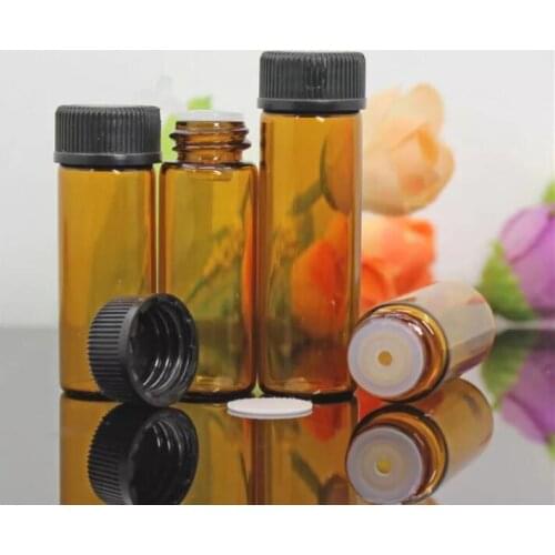 15PCS 4ml Mini Amber Glass Bottle Empty For Essential Oil Bottle Glass Bottles For Oil Perfume Oil Bottle Mini Refillable Bottle