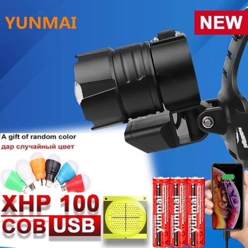 2021 New cob xhp100 powerful rechargeable led Headlamp head flashlight Torch 18650 head lamp led headlight xhp90 xhp70 xhp50