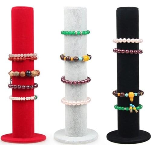 3 Color Velvet Jewelry Rack Bracelet Watch Chain Organizer Holder Vertical Display Stand