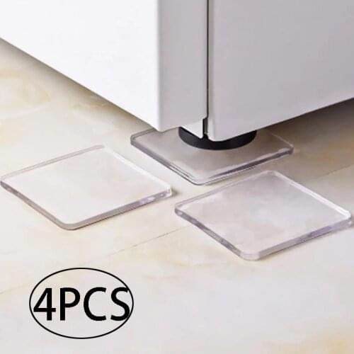 4 Pieces/set Washing Machine Shockproof Pad Reusable Transparent Anti-skid Pad Refrigerator Multi-function Table Foot Sticker