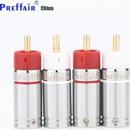 Preffair 4Pcs Pure Copper Star Line Silver Plated RCA Plugs audio signal connectors plug