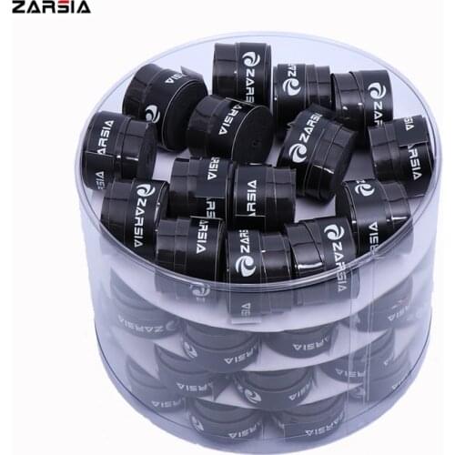 60pcs ZARSIA Sticky feel Tennis Racket Grip Anti-skid Film Sweatband Badminton Racquets Grips Viscous smooth Overgrip(Black)