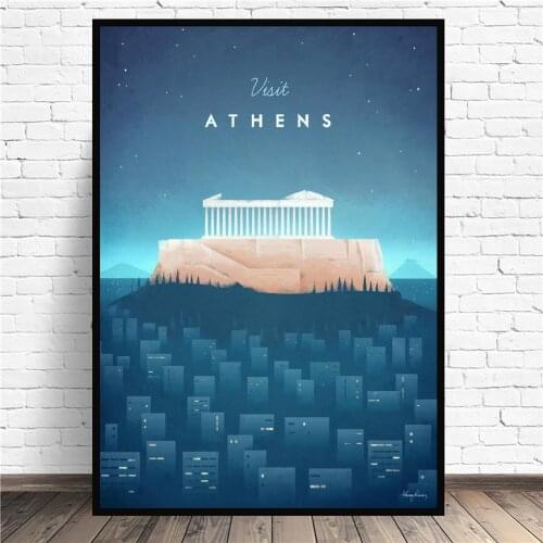 Athens Minimalist Travel Canvas Painting Art Print Poster Picture Wall Modern Minimalist Bedroom Living Room Decoration