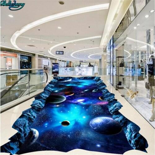 Beibehang Large custom flooring cosmic sky 3D stereo painting room bedroom kitchen bathroom home decoration