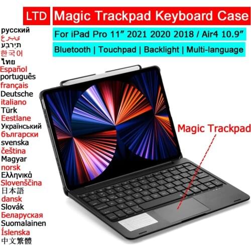 Wireless Bluetooth Keyboard Case For iPad Pro 11 2020 2018 Trackpad Backlight Touchpad Russian Arabic Hebrew Spanish Keyboard