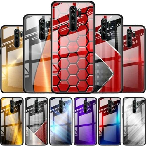 Red Blue Brushed Metal for Xiaomi Redmi K40 K30 K20 Pro Plus 9C 9A 9 8A 7 Luxury Shell Tempered Glass Phone Case Cover