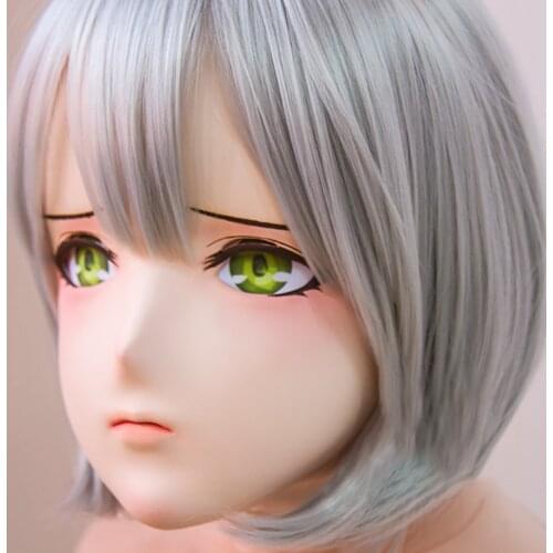 CHUNA) Full Head Flesh Color Cosplay Japanese Characteer Animego Crossdress Latex Hood Anime Kigurumi Mask
