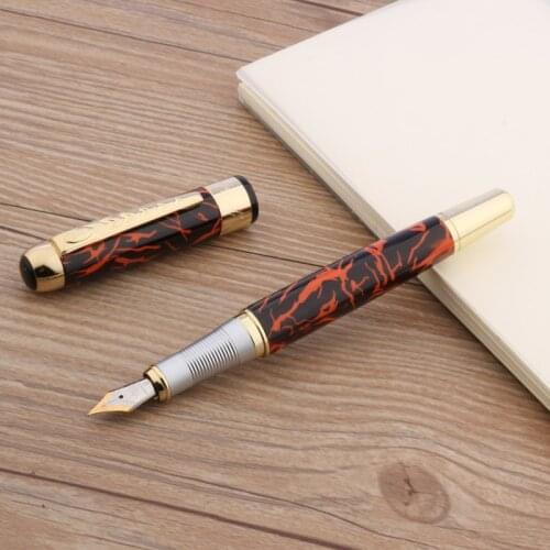 Jinhao 250 red ice flower M Nib golden Fountain Pen