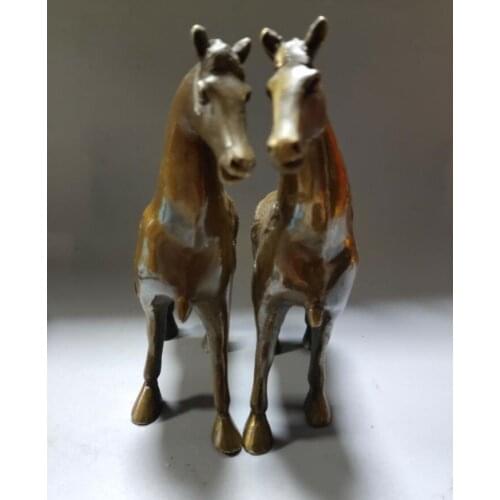 China brass archaize dragon phoenix horse crafts statue A pair