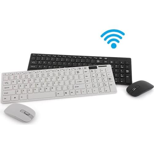 Slim Multimedia Keyboard Mouse Combo Wireless Black/White Color for Home Office Computer Accessories for PC Laptop Teclado