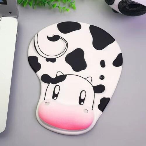 Cute Animal Cow Mouse Pad Non-slip Memory Foam Comfort Wrist Support Durable Washable Mouse Pad Computer Accessories