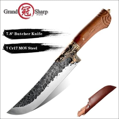 Chef Knife Stainless Steel Traditional Chinese Slaughter Butcher Tools Kitchen Cooking Meat Vegetable Slicing Wooden Handle New