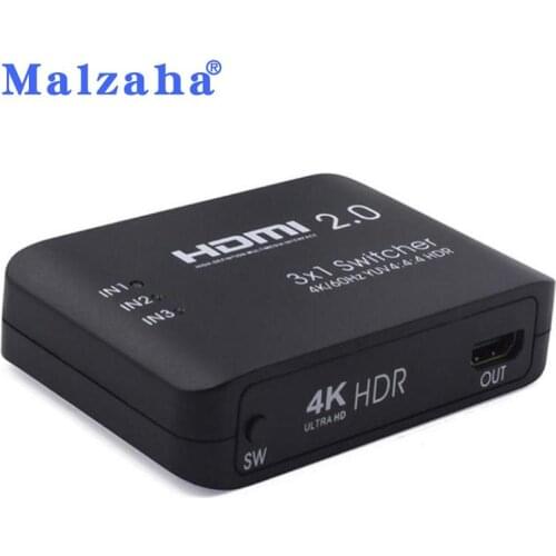 Hot selling 4K 3 Input 1 Output HDMI 2.0 Switch Box 3x1 HDR HDMI Switcher Audio Extractor With IR Control For PS4 DVD TV HDTV