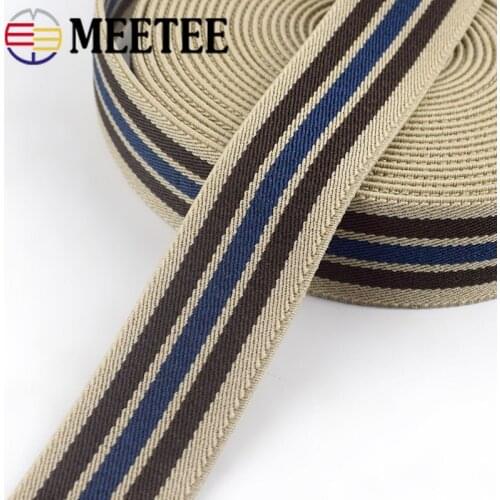 Meetee 3/5Meters 3cm Stripe Elastic Band Polyester Rubber Stretch Webbing DIY Pants Belt Clothing Sewing Tailor Accessory EB027
