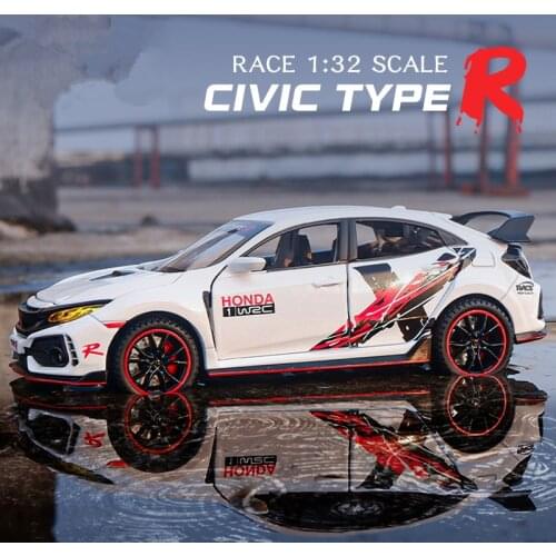 1:32 HONDA CIVIC TYPE-R Alloy Sports Car Model Diecasts & Toy Vehicles Metal Toy Car Model Sound Light Collection Childrens Gift