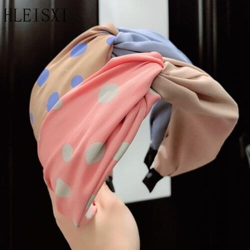 Top Fashion Women Hair Hoop Korean New Hair Band Simple Dot Cross Girl Hairband For Female Hair Accessories Sale
