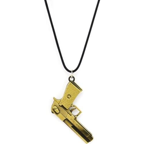 Original New Counter Strike Mens Pistol Pendant Choker Necklace Vintage Gold CS GO Gun Necklace Men Jewelry Souvenir Gift