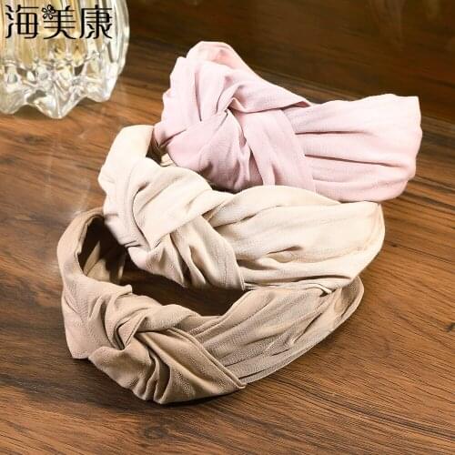 Haimeikang New Fashion Women Hairband Headband Adult Warm Hair Band Center Knotted Headwear Turban Hair Hoop Hair Accessories