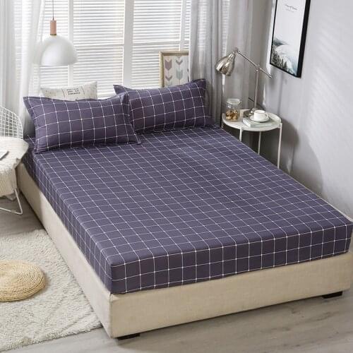 1pcs 100%Polyester Printed Solid Fitted Sheet Mattress Cover Four Corners With Elastic Band Bed Sheet