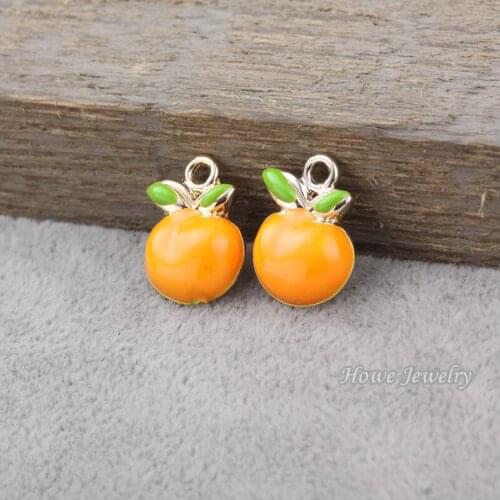 Wholesale 30 pcs/lot Enamel Alloy UV Gold-color Jewelry Orange Pendants charms for bracelet necklace DIY jewelry making 80119