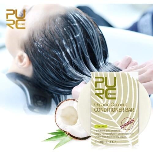 PURC Hair Care Organic Coconut Conditioner Soap Vegan Handmade Repair Damage Frizzy Hair Conditioner 60ml