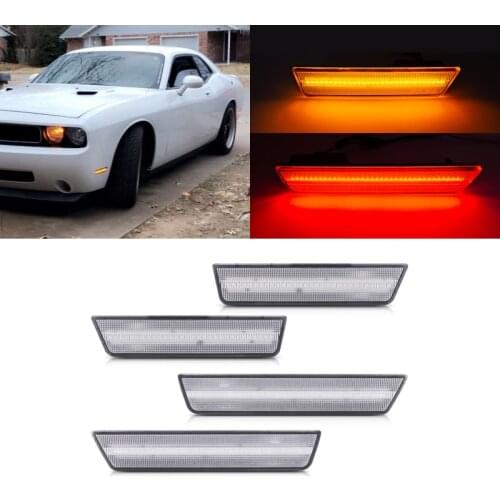 Fits For Dodge Challenger 2008 2009 2010 2011 2012 2013 2014 4PCs F&R Amber Red Led Side Marker Lights