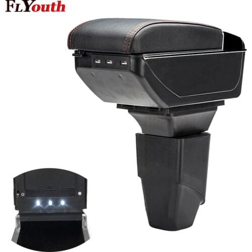 Armrest Box For Peugeot 207 206 2006-2013 USB Charging LED Light Car Arm Rest Rotatable Centre Console Storage Box Car Styling