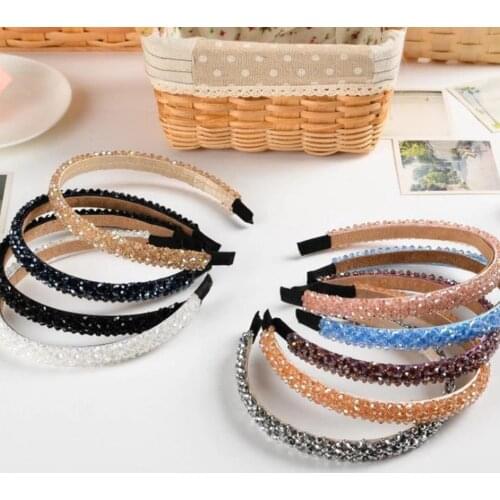 Full Crystal Luxury Hair Accessories Hairbands Sparkly Padded Rhinestones Headbands Headdress Black White Pink Women Headband