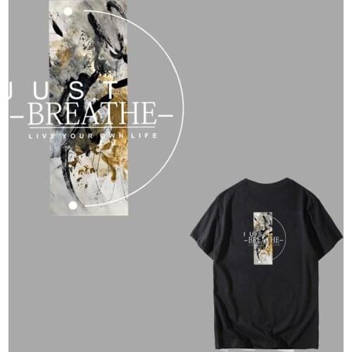 JUST BREATHE Iron On Transfers DIY Fashion Colorful Painting Patches For Clothing A-level Washable T-shirt Jeans Accessory Y-239